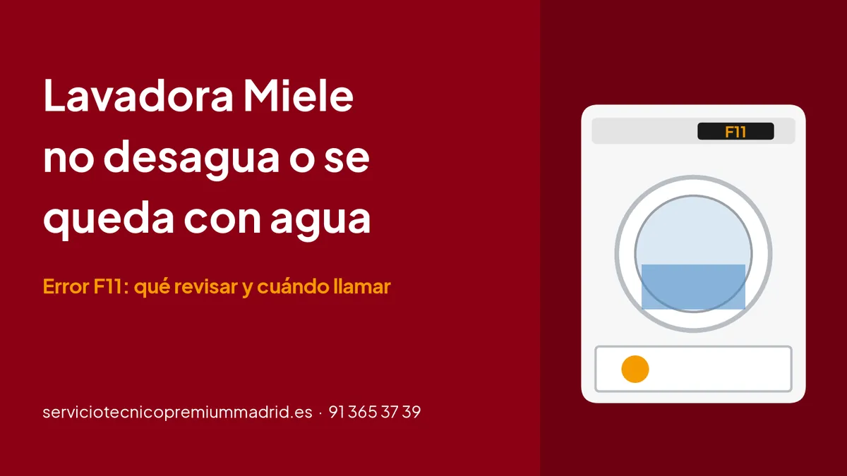 Lavadora Miele que no desagua y se queda con agua, con el aviso F11 en el display